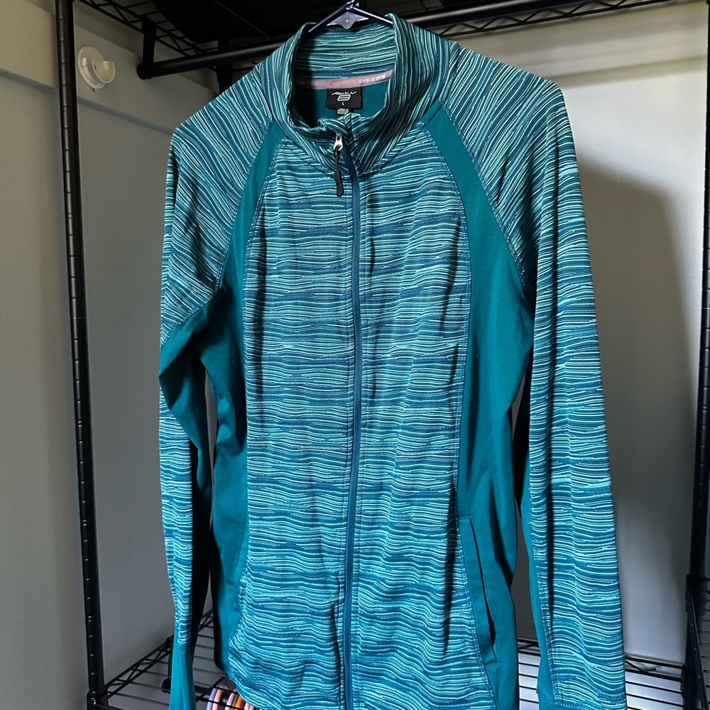 Activ Basic Teal and Blue Striped Jacket